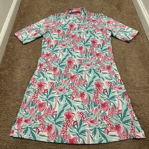 Tail Golf Dress Womens Medium 1/4 Zip Flamingo Print Pockets Tennis Pickleball